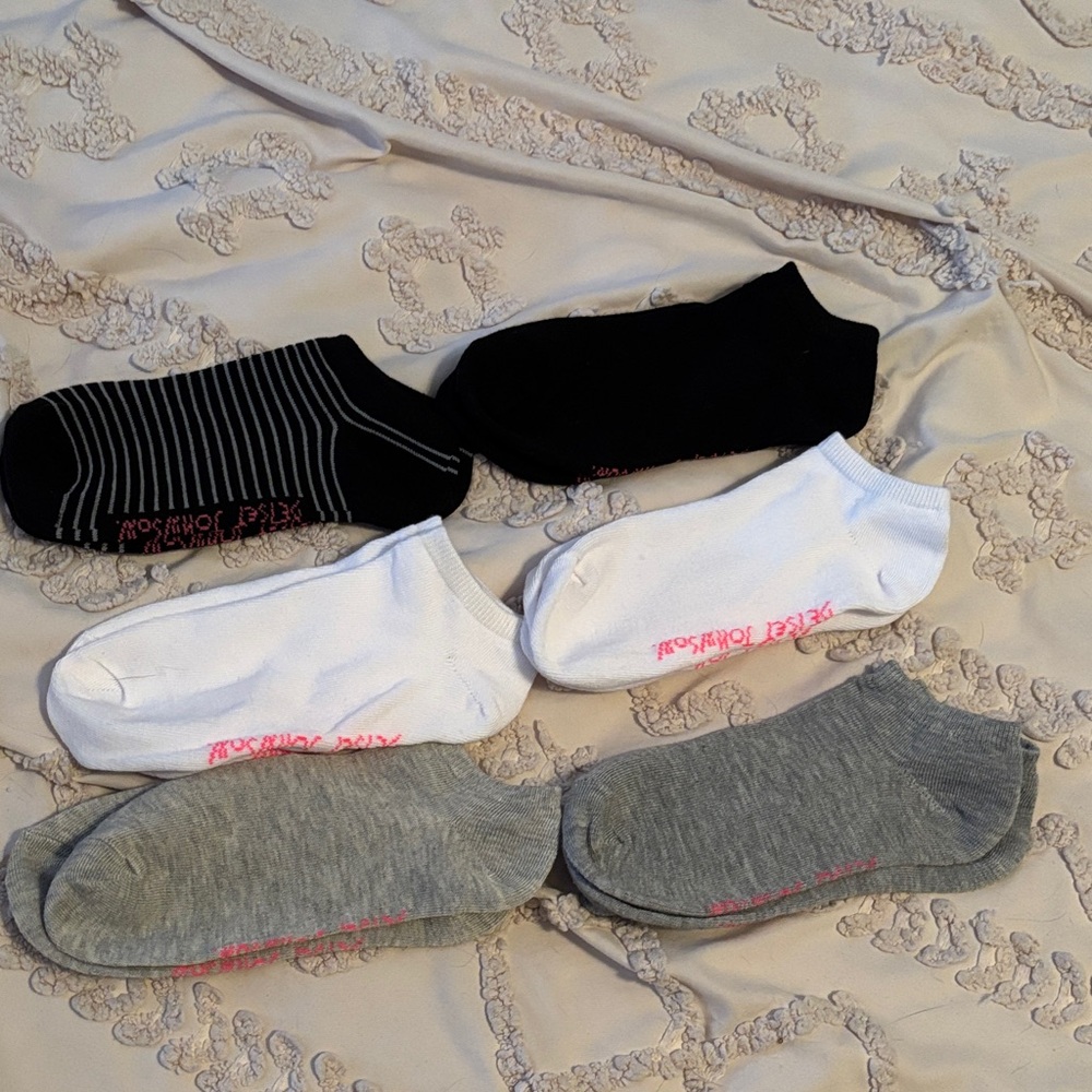 Betsey Johnson Low-Cut No-Show Sock 6-Pack - Black, White, Gray - NWOT